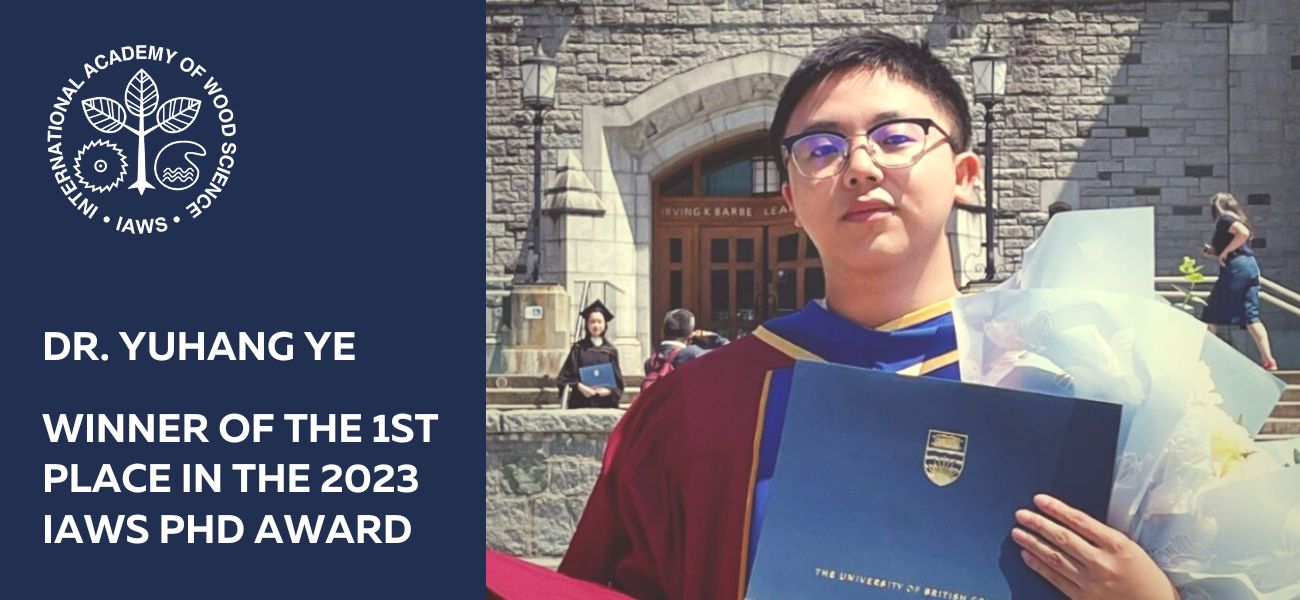 Dr. Yuhang Ye Received the 2023 First-Place PhD Award from IAWS ...